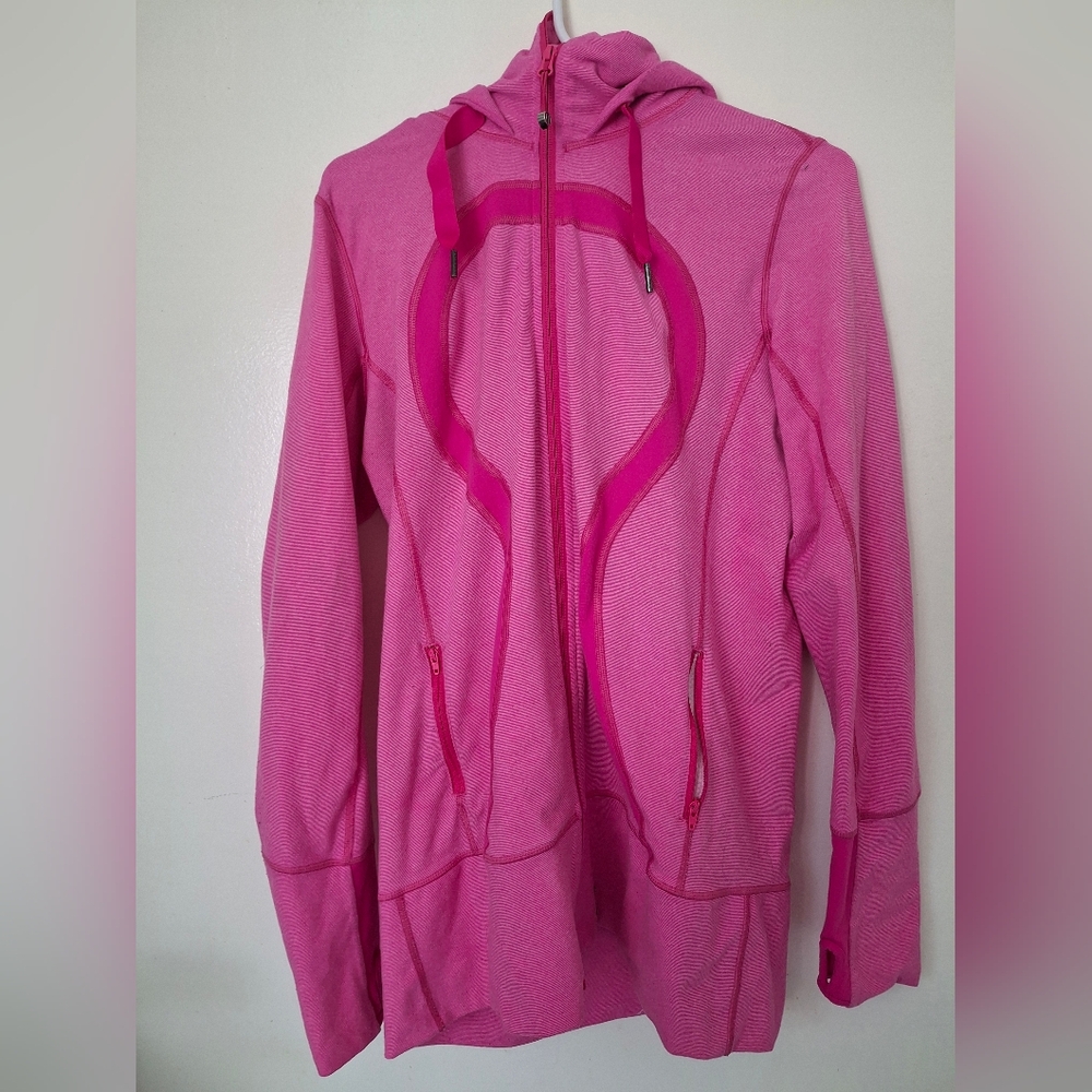 Lululemon Stride Jacket Paris Pink Brushed Hooded Size Large Retired